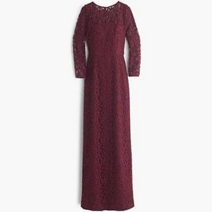 J. crew burgundy lace bridesmaid gown